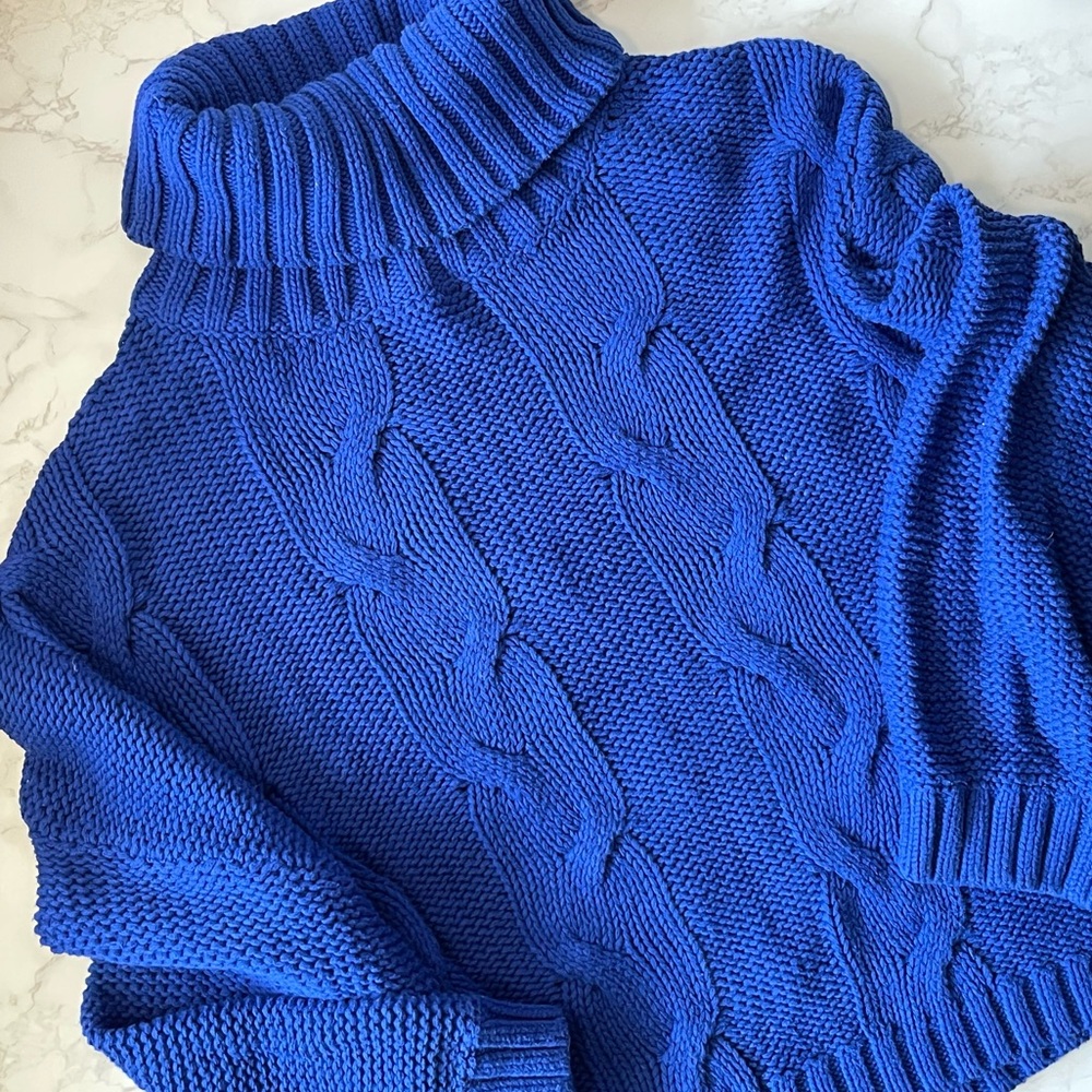 Blue Knit Turtleneck Women’s Medium (Cotton, Acrylic)
